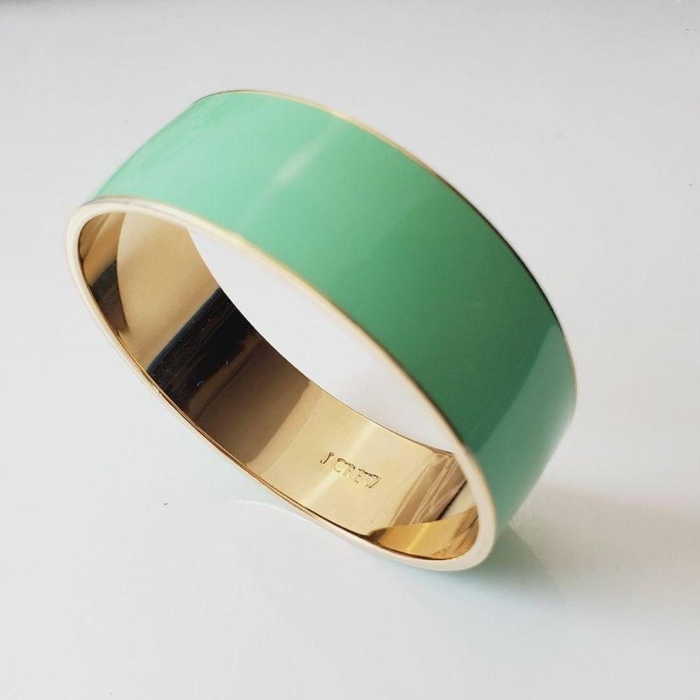 J. Crew Wide Green Enamel Bangle Bracelet